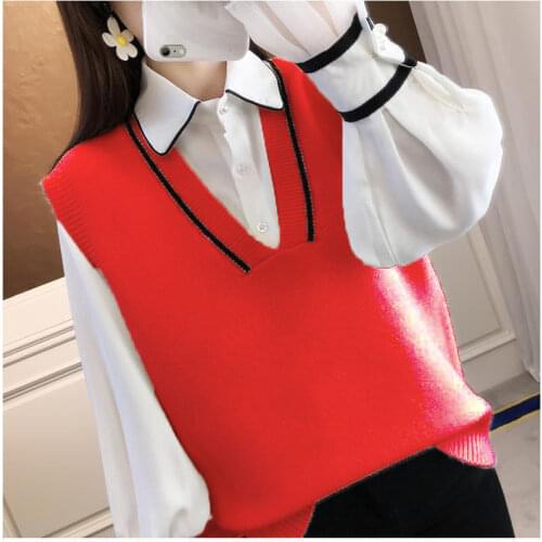 Retro Loose Sleeveless Knitted Jumpers Vest Women Fashion Casual Sleeveless Striped Outer Wear Pullover Sweater Vest Female