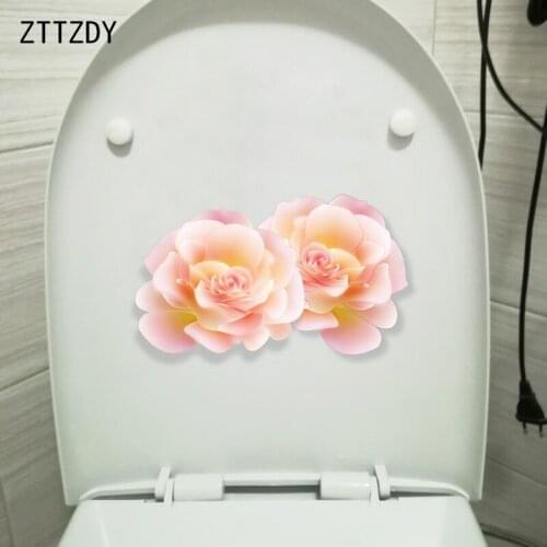 ZTTZDY 22.9*13.6CM Creative Pink Flower Childern Bedroom Wall Decal Decor Toilet Sticker T2-0606
