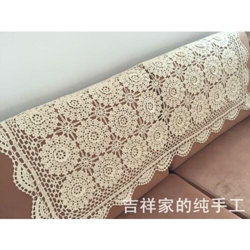 2016 new arrival fashion cotton crochet lace sofa cover with 3D flower for home decor cushion cover backrest towel couch cover