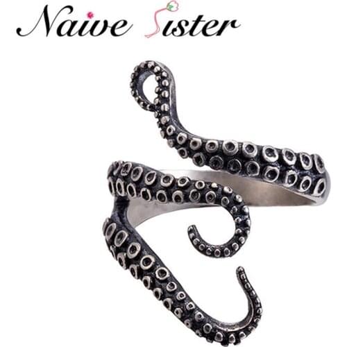 2017 Fashion Adjustable 316L Stainless Steel Rings For Men Man Cool Octopus Engagement Wedding Ring Silver Color Christmas Gifts