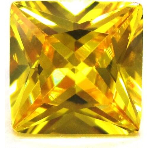 50pcs/Lot 1.5*1.5~12*12mm Golden Yellow Cubic Zirconia Stone Princess Cut Loose CZ Synthetic Gems