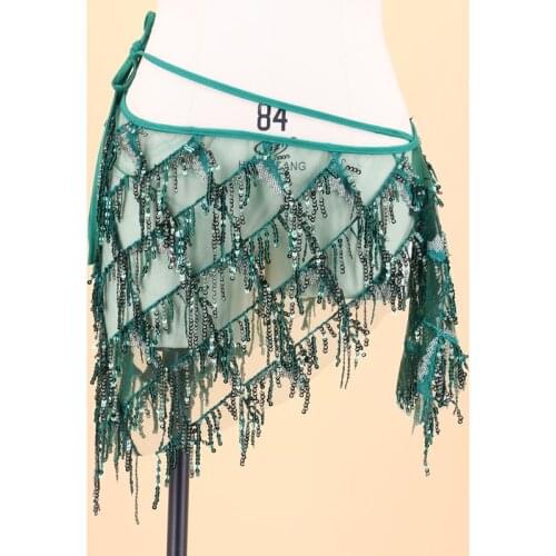 6 Color Belly Dance Waist Chain Hip Towel Sequins Lady Hip Scarf Tassel Fashion Bellydance Costume Performance Accessories