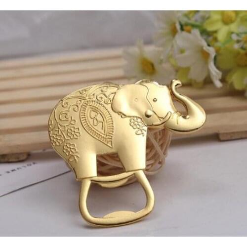 FREE SHIPPING+Gold Wedding Favors and Gift Lucky Golden Elephant Wine Bottle Opener