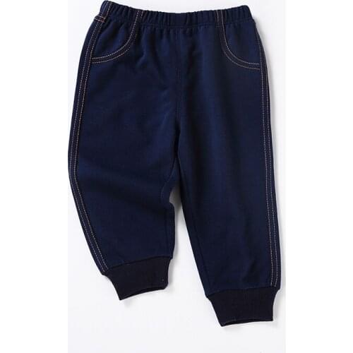 Baby pants denim blue spring and autumn trouser high elasticity waistband fashion pants soft garment washing kids clothes pants