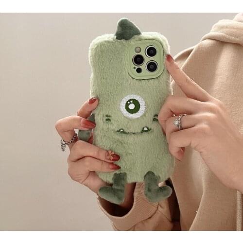 Gelandge Little rabbit ears Animal fur Fluffy Phone Case for iPhone 12 11 Pro XS Max XR X Pro Max SE 7 6s 8 Plus Warm Cover