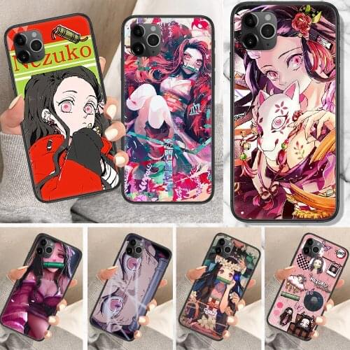 Demon Slaye Kamado Nezuko Phone Case For iphone 5 5S SE 2 6 6S 7 8 11 12 Mini Plus X XS XR Pro Max black pretty cell cover
