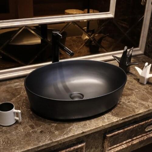 Black Art Basin oval Ceramic Washbasin Toilet Ancient ceramic Wash basin bathroom sink