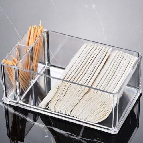 Napkin toothpick Holder Tissue Box case Paper Serviette picktooth Dispenser Caddy Clear Acrylic Organiser for Dining Table