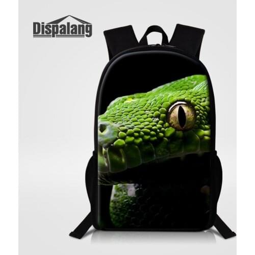 Dispalang Student College School Backpack For Men Women School Bags Animal Snake Print School Backpack Kids Travel Bags Mochila