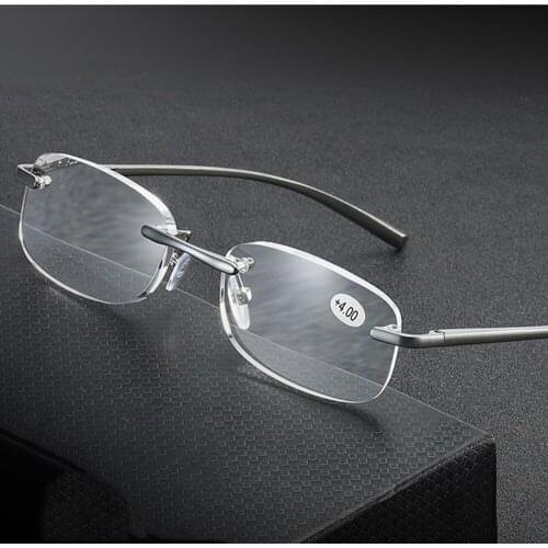 Women Men Al-mg Alloy Frame High Quality Ultralight Commercial Rimless Reading Glasses +0.75 +1 +1.25 +1.5 +1.75 +2 +2.25 to +4