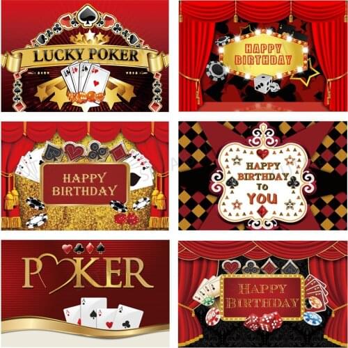 Lucky Poker Dice Birthday Party Backdrop Las Vegas Casino Night Photography Background Decorations Boy Baby Photo Studio Props