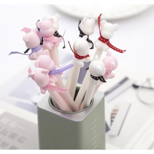 24 pcs/Lot Lovely bear gel pen kawaii kids gift 0.5mm ballpoint Black color ink pens Office signature School supplies EB859