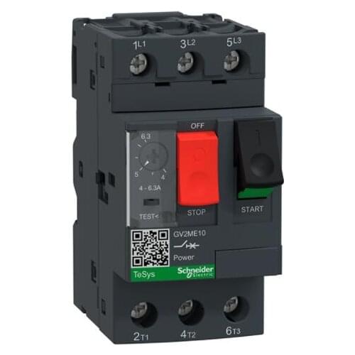 GV2ME GV2-ME10 GV2ME10 Motor circuit breaker, TeSys GV2, 3P, 4-6.3 A, thermal magnetic, screw clamp terminals