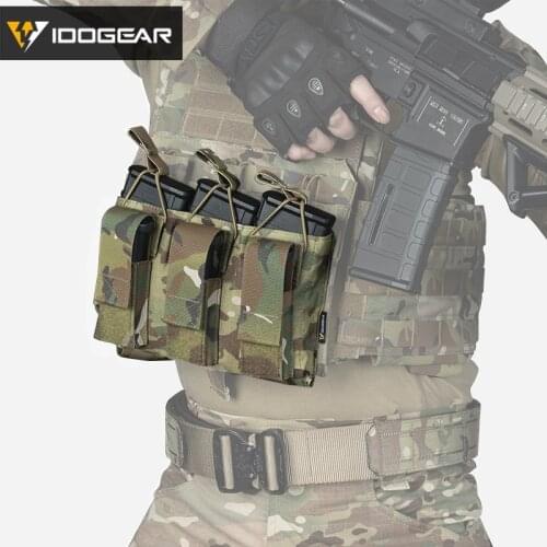 IDOGEAR Tactical Magazine Pouch Mag Carrier Triple Open Top 5.56 Pistol MOLLE Mag Pouch Multi-pocket glock hand gun bag 3545