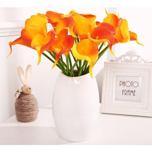 2/4Pcs PU Artificial Flowers Calla Lily Real Touch Bridal Bouquet High Quality Fake Flower Wedding Home Table Decoration