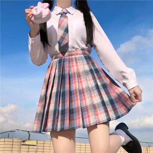 JK Uniform Cotton Japanese Checked Skirt Original Pleated Skirt Short Skirt Shirt College Wind Sweet Dollar Air Cute Same Check