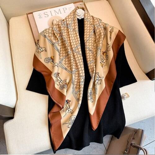 Plaid Solid Square Scarf Women Twill Print Neckerchief Hair Band Female Head Scarves Shawl Wrap Bandana Soft Beach Stoles 2021