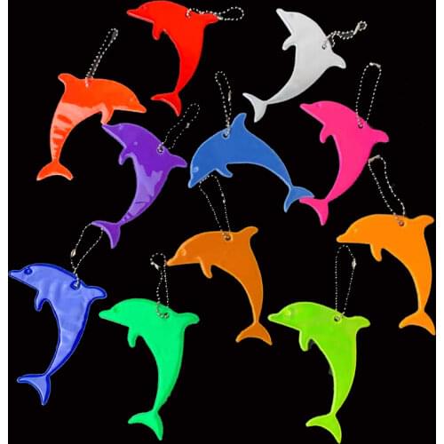 New Dolphin soft PVC Reflective keychains car keyrings pendant charm bag accessories for traffic safety use