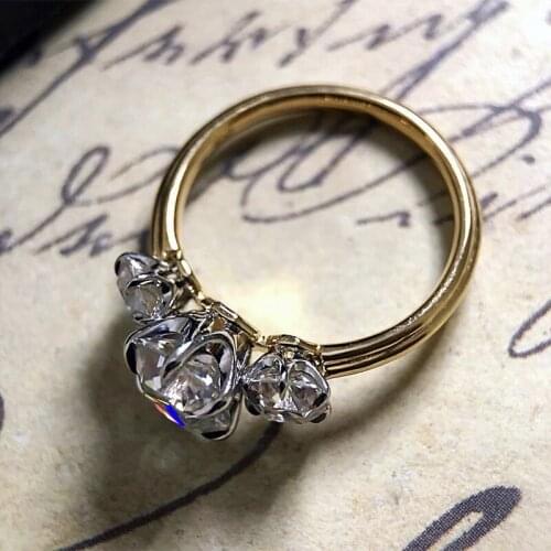 Fashion Wedding Engagement Rings for Women Classic Female Bride Jewelry Gold Color Zircon Finger Ring Anniversary Party Gifts