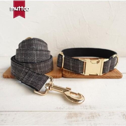 MUTTCO retailing high quality handmade collar for dog THE BLACK SUIT design dog collar 5 sizes UDC007J