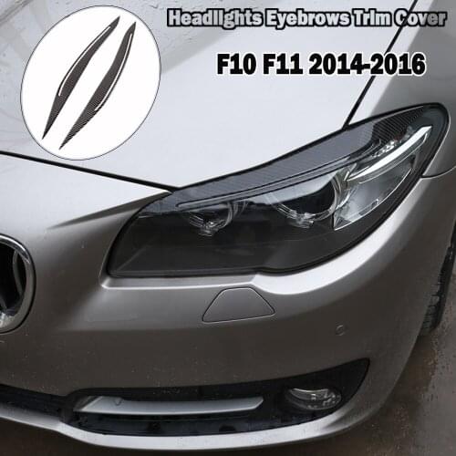 Carbon Fiber Headlight Eyelid Eyebrow Cover For BMW 5 Series F10 2014 2015 2016 2017 Headlight Protector Car Syling