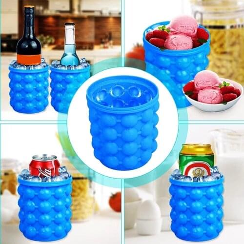 Outdoor Ice Bucket Silicone Saving Ice Cube Maker Portable with Lid Popsicle Mold Storage Whiskey Beer Freeze Tool Party Barware
