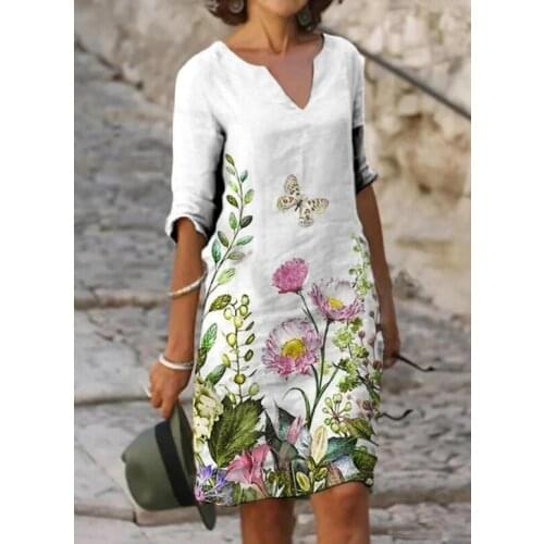 New temperament casual dress woman loose dress elegant woman dress with print
