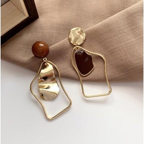 New Metal Irregular Drop Earrings Korean Geometric Retro Simple Earrings 2021 Fashion Womens Wedding Party Jewelry