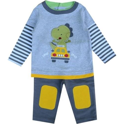 2021 Autumn Cartoon Dinosaur Baby Clothing Set ( Long Sleeve Tops + Pants ) Baby Boy Girl Clothes