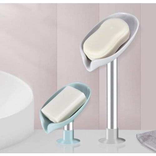 Practical Soap Box Convenient Multi-functional Punch Free ABS Leaf-shape Self Draining Smooth Bath Soap Holder for Washroom
