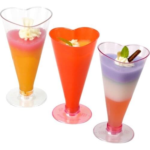 Promotion - Party Wedding Supplies, Disposable Plastic Tableware, 125*70mm/180ml Transparent Sweet Heart Dessert Cup, 10/Pack