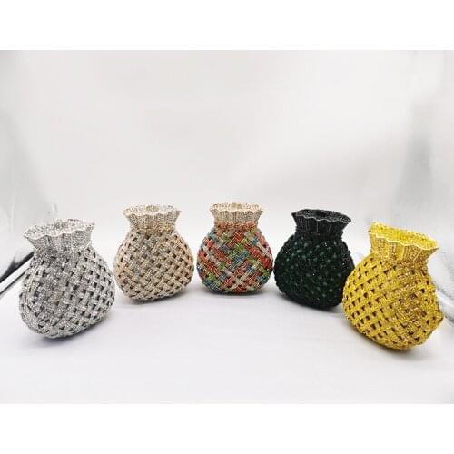 Luxury Green/Gold/Silver 5 Colors Evening Clutch Bags Handmade Rhinestone Purses For Women Phone Clutches Dinner Chain Handbag