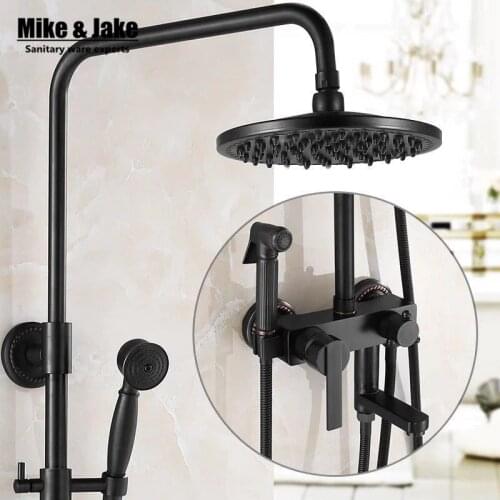 US Black Luxury black Brass shower set with bidet shower bathroom black bathroom Shower faucet Bathtub shower mixer HC9863