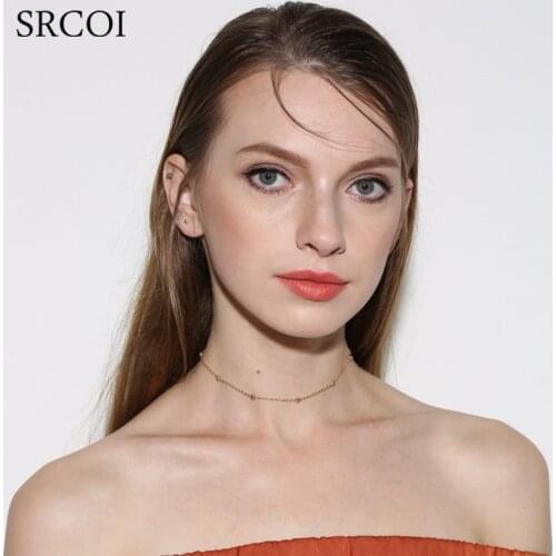 SRCOI Delicate Gold Silver Color Satellite Choker Chain Necklace Colar Thin Beads Chains Chokers For Collier Femme New 2020