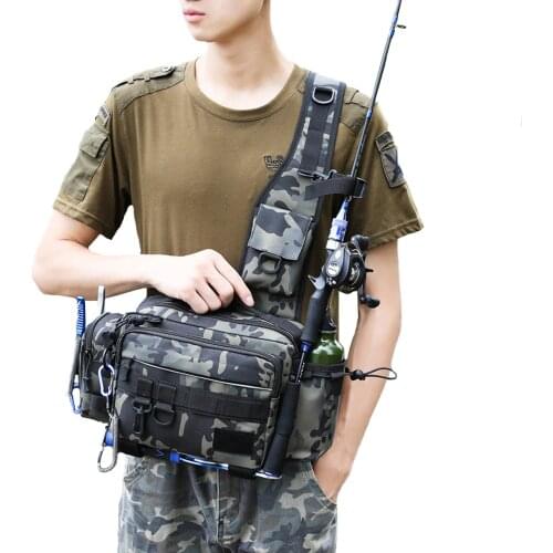 Fishing Bag Multifunctional Fishing Tackle Bags Single Shoulder Crossbody Bag Waist Pack Fish Lure Rod Gear Utility Storage Tool
