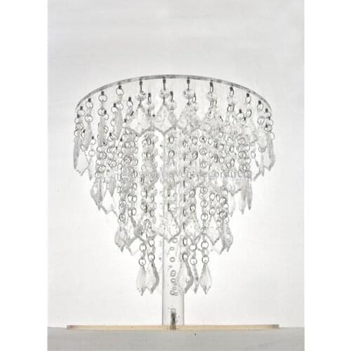 Sparkling Crystal clear garland chandelier round wedding cake stand with bead strands wedding birthday party decorations