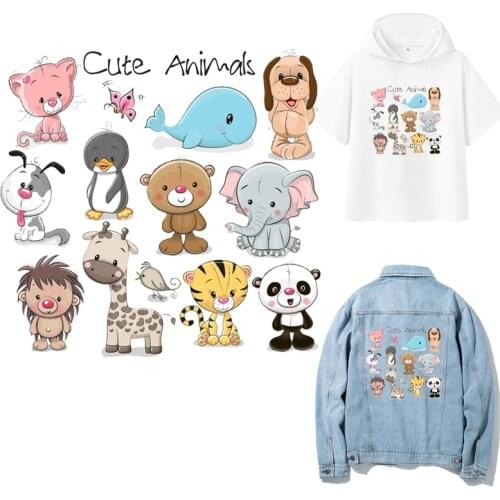 Animals Patch Fusible Iron-on Transfers for Clothing Thermoadhesive Patches on Clothes Diy Child Bear Stickers Giraffe Applique