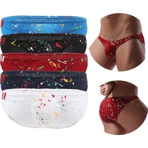Graffiti Print Mens Funny Soft Underwear Briefs Men Low Rise U convex Pouch Brief Underwear Men Stretch Breathable Briefs
