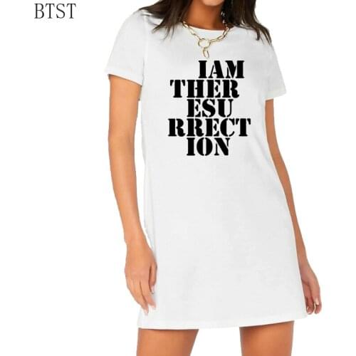 I Am The Resurrection Oversized T Shirt Dress Women Plus Size Vintage Letter Print Summer Elegant Korean Loose Casual Dress