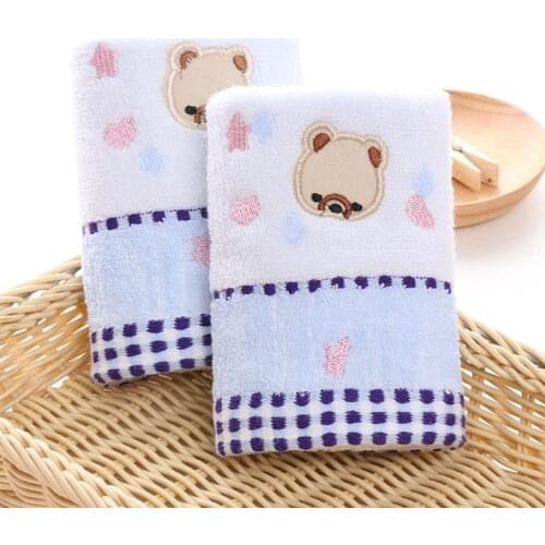 1PC 25*50cm baby cartoon bear soft towel high quanlity cotton baby printing washcloth handkerchief kids feeding wipe cloth towel