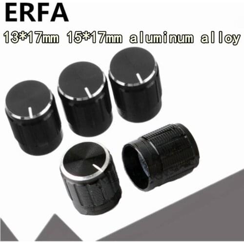 10pcs 13*17mm 15*17mm aluminum alloy potentiometer 13*17 15*17 knob rotation switch volume control knob black pitch-row 6mm