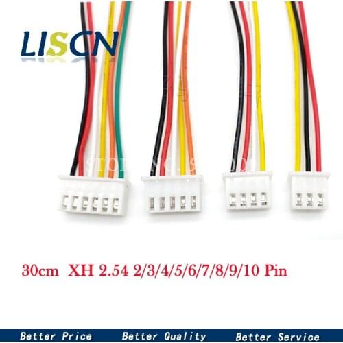 10pcs/lot JST XH 2.54 2/3/4/5/6/7/8/9/10 Pin Pitch 2.54mm Connector Plug Wire Cable 30cm Length 26AWG