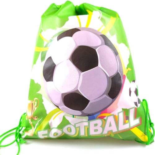 10pcs/lot Football Theme Backpack Happy Birthday Party Non-woven Fabrics Drawstring Gift Bag Baby Shower Decorate Soccer Mochila
