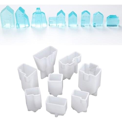 12 Pcs/Set Sky Clouds Small House Micro Landscape Decorations Epoxy Resin Mold Miniature Ornaments Silicone Mould DIY Tools T84A