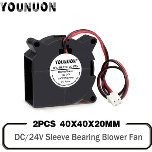 2PCS 3D Printer Fan 40mm 4020 Turbo Blower 24V Sleeve Bearing Cooling Fan 40mm x 40mm x 20mm for 3D Printer Parts