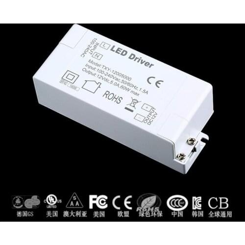 2021 Led Power Supply 12V 5A 60W LED Driver AC DC adapter 100V-240V Power Supply Lighting Transformer LED Lamp Strip 110V 220V