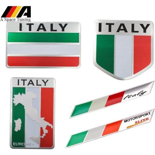 3D Aluminum Car Italian Italy Map National Flag Sticker Grill Emblem Motorcycle Decal For Ferrari Fiat Piaggio Vespa Ford Focus