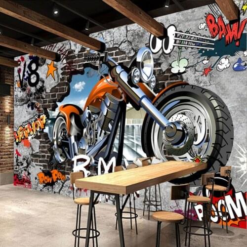3D Wall Mural Personalized Customization Motorcycle Street Art Graffiti Wallpaper Cafe KTV Bar Kids Room Wall Covering Frescoes