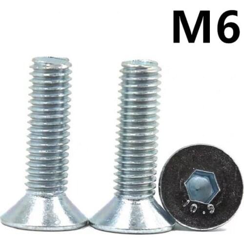50PCS GB70.3 M6x10/12/16/20/25/30/35/40/45/50/60mm DIN7991 Grade Galvanized Flat Head Countersunk Head Hexagon Screws