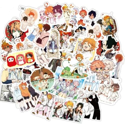 50pcs Anime The Promised Neverland Stickers Ray Norman Emma Sticker Waterproof Decals Skateboard Sticker For Laptop Suitcase DIY